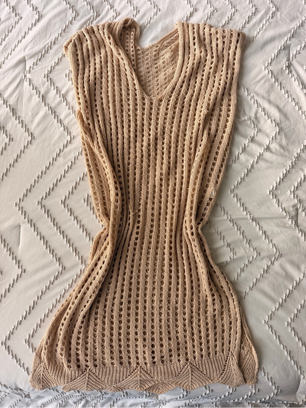 Cupshe Beige Crochet Knit Swim Coverup